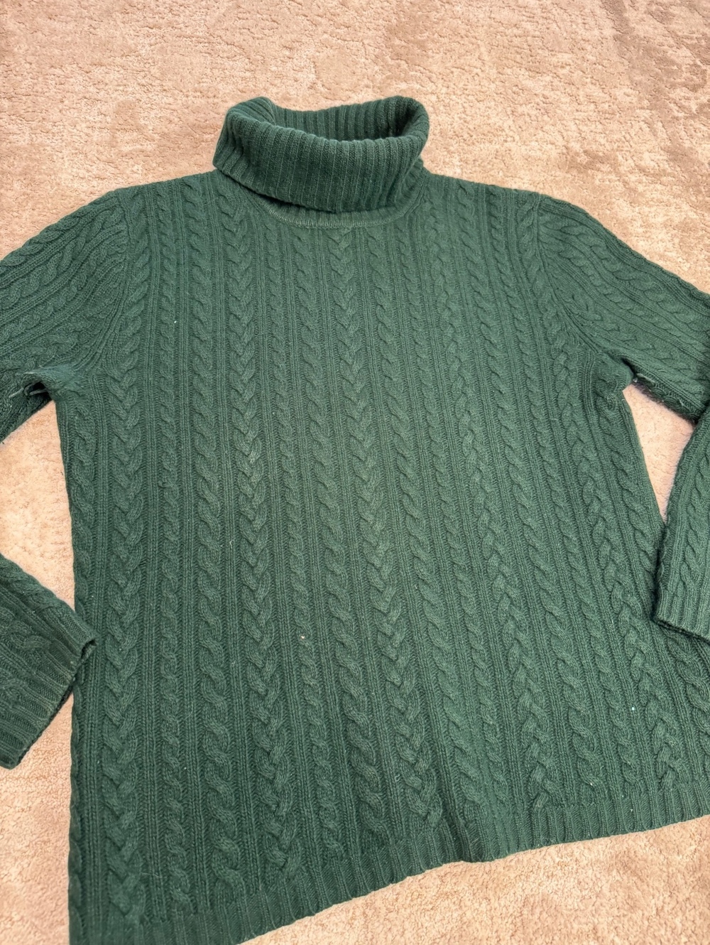 Vintage Lauren Ralph Lauren Green Cable Knit Wool Angora Turtleneck M